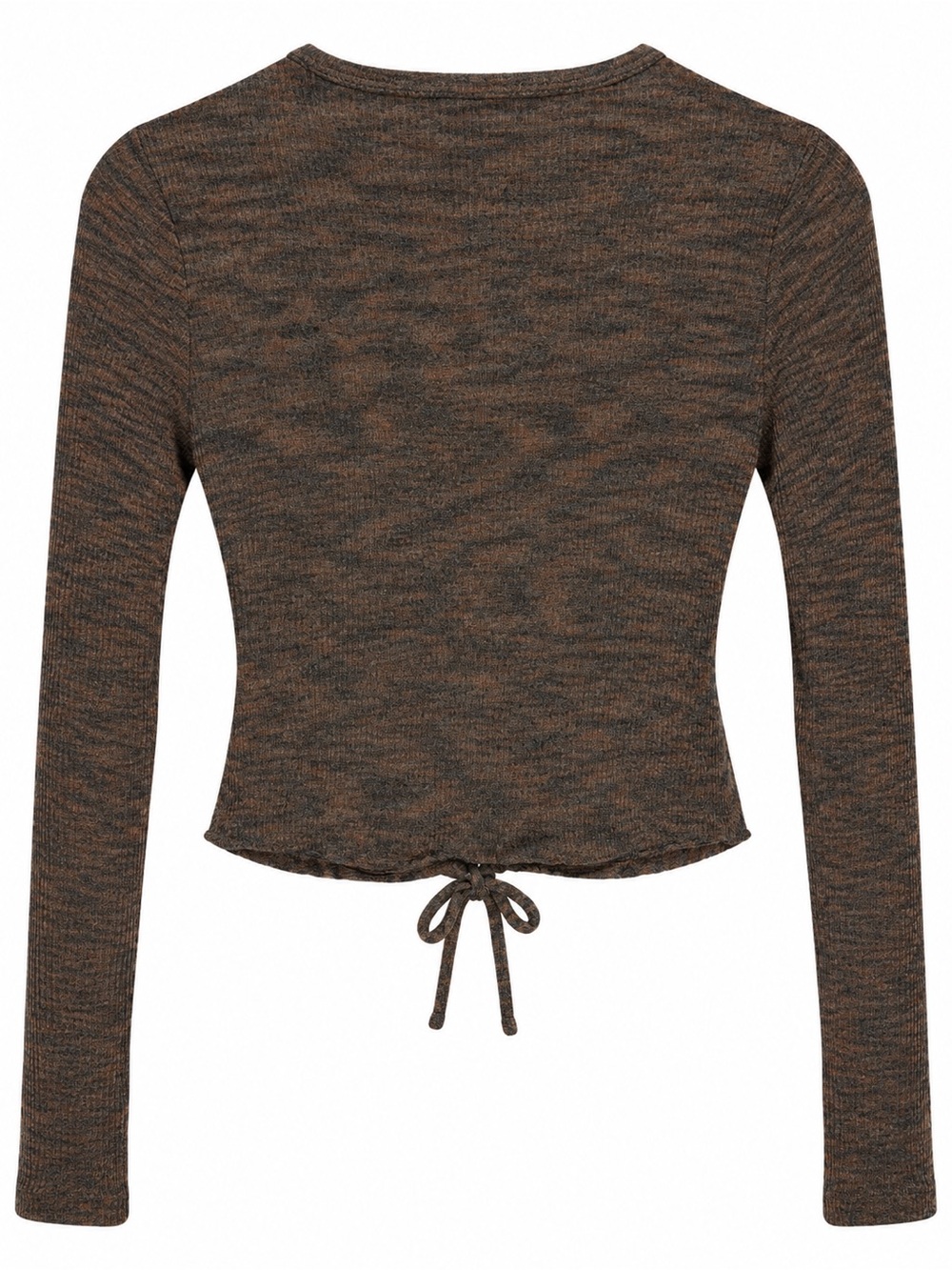 Wild Fable XS Brown Ribbed Ruched Drawstring Long Sleeve Crop Top - Picture 3 of 15